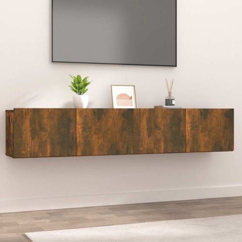 ТB шкафове, 2 бр, опушен дъб, 80x30x30 см, инженерно дърво
