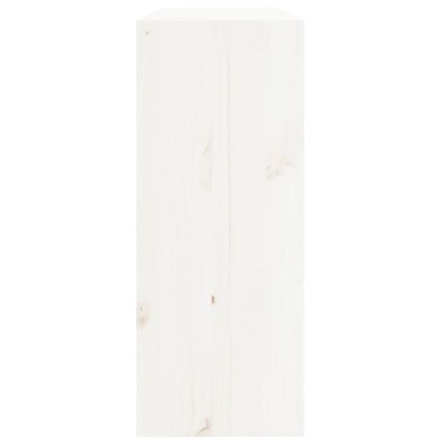 Шкаф за вино, бял, 62x25x62 см, борово дърво масив