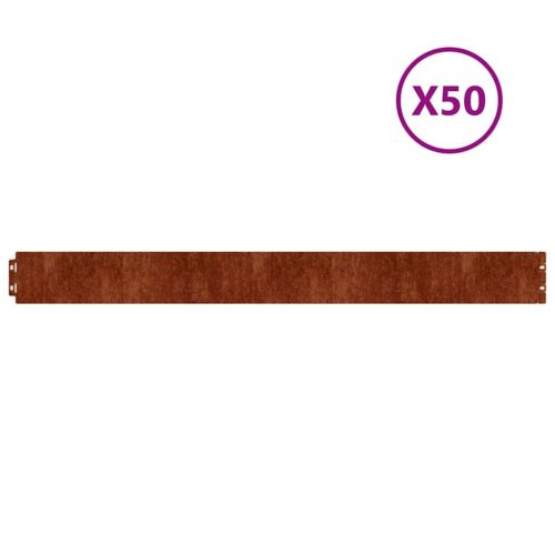 Градински кантове 50 бр 10x103 см гъвкави кортенова стомана