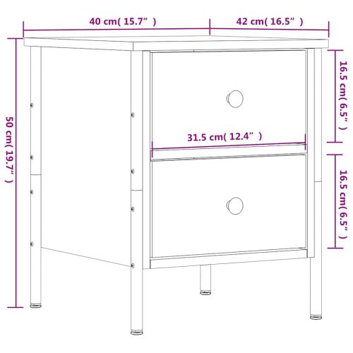 Нощни шкафчета 2 бр кафяв дъб 40x42x50 см инженерно дърво
