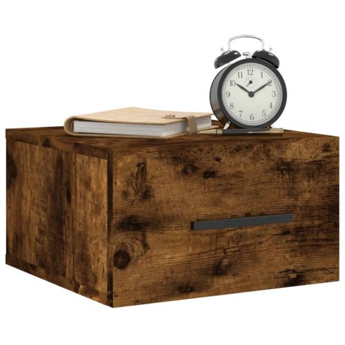Нощни шкафчета за стенен монтаж, 2 бр, опушен дъб, 35x35x20 см