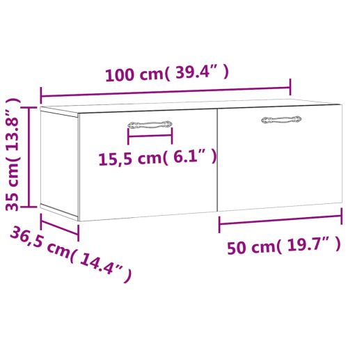 Стенен шкаф, бетонно сив, 100x36,5x35 см, инженерно дърво