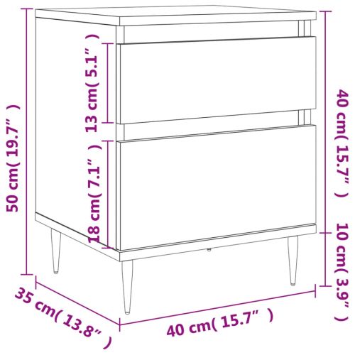 Нощно шкафче опушен дъб 40x35x50 см инженерно дърво