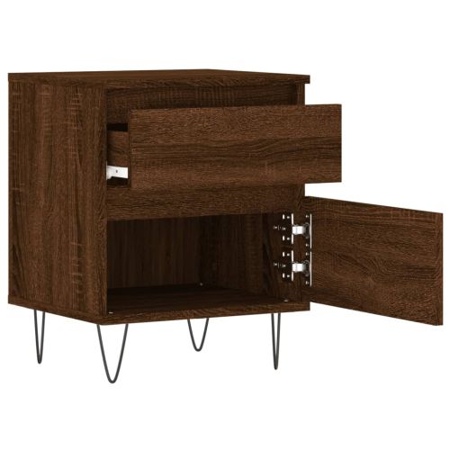 Нощни шкафчета 2 бр кафяв дъб 40x35x50 см инженерно дърво