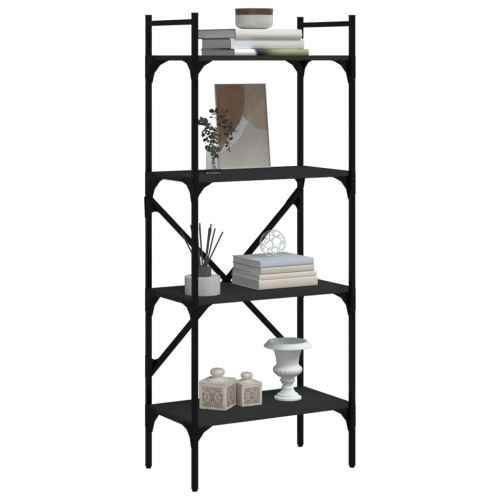 Библиотека 4 рафта черна 56x31,5x138,5 см инженерно дърво