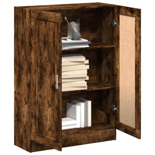 Библиотека, опушен дъб, 82,5x30,5x115 см, инженерно дърво