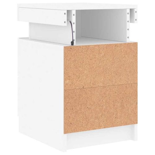 Нощни шкафчета с LED осветление, 2 бр, бели, 35x39x55 см
