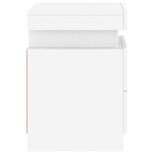 Нощни шкафчета с LED осветление, 2 бр, бели, 35x39x55 см