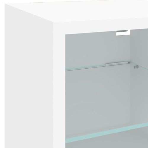 Стенен ТВ шкаф с LED осветление, бял, 30x28,5x30 см