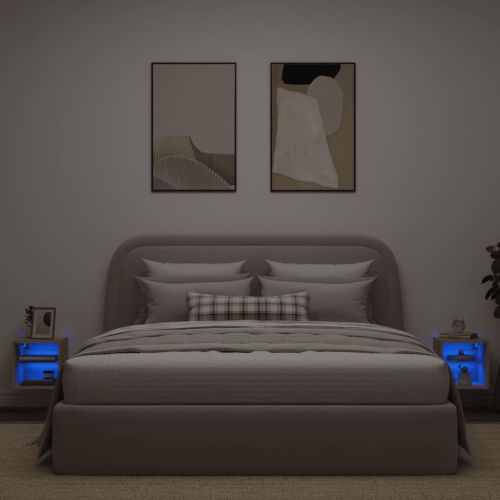Стенни ТВ шкафове с LED лампи, 2 бр, сонома дъб, 30x28,5x30 см