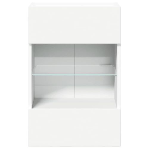 Стенни шкафове с LED светлини за телевизор, 2 бр, бели, 40x30x60,5 см
