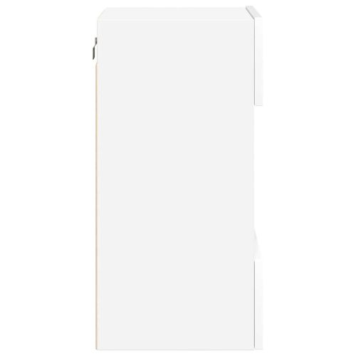 Стенни шкафове с LED светлини за телевизор, 2 бр, бели, 40x30x60,5 см