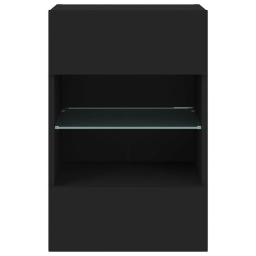 Стенен ТВ шкаф с LED осветление, черен, 40x30x60,5 см