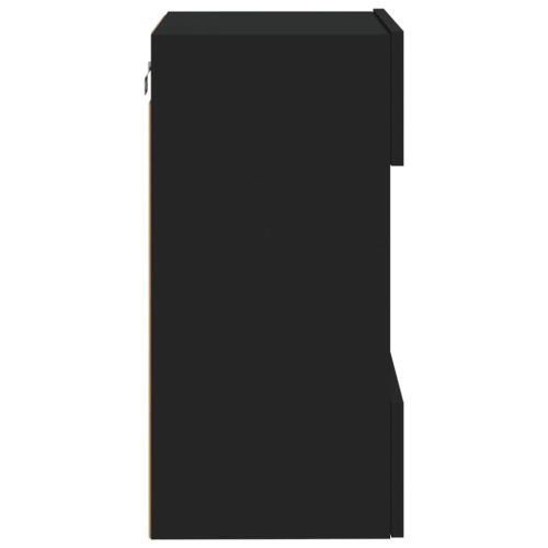 Стенен ТВ шкаф с LED осветление, черен, 40x30x60,5 см