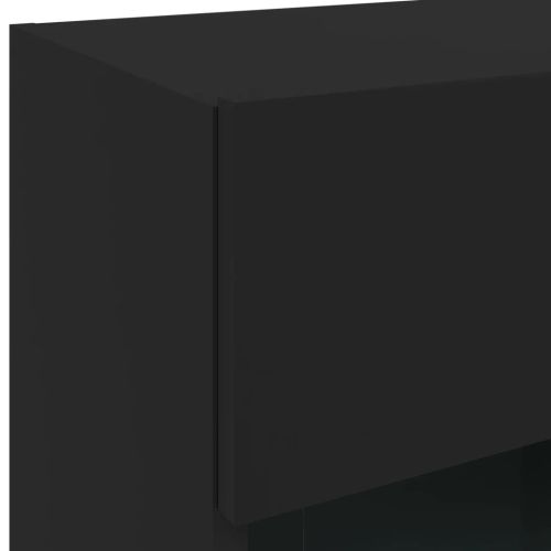 Стенен ТВ шкаф с LED осветление, черен, 40x30x60,5 см