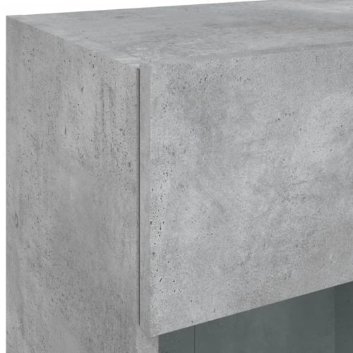 Стенен ТВ шкаф с LED осветление, бетонно сив, 40x30x60,5 см