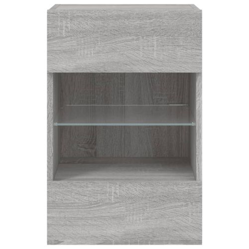 Стенен ТВ шкаф с LED осветление, сив сонома, 40x30x60,5 см