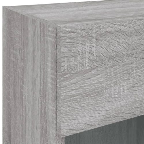 Стенен ТВ шкаф с LED осветление, сив сонома, 40x30x60,5 см