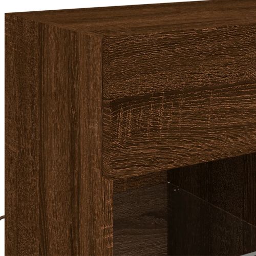 Стенен ТВ шкаф с LED осветление, кафяв дъб, 58,5x30x60,5 см
