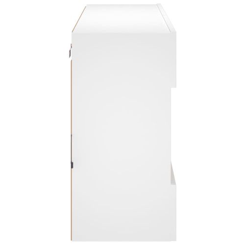 Стенен ТВ шкаф с LED осветление, бял, 98,5x30x60,5 см