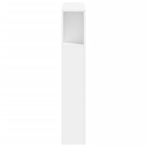 LED горна табла за легло бяла 100x18,5x103,5 см инженерно дърво