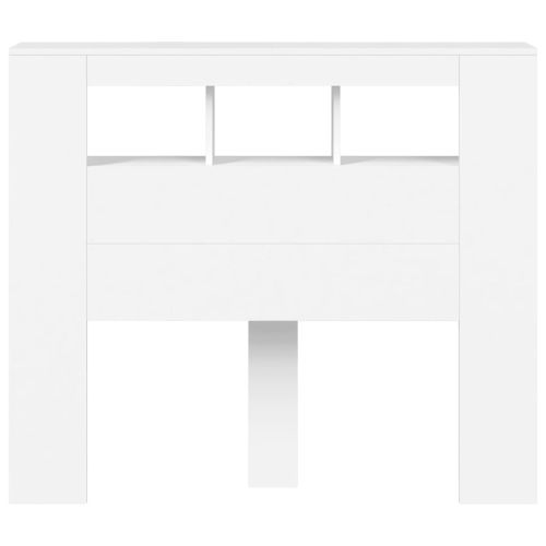 LED горна табла за легло бяла 120x18,5x103,5 см инженерно дърво