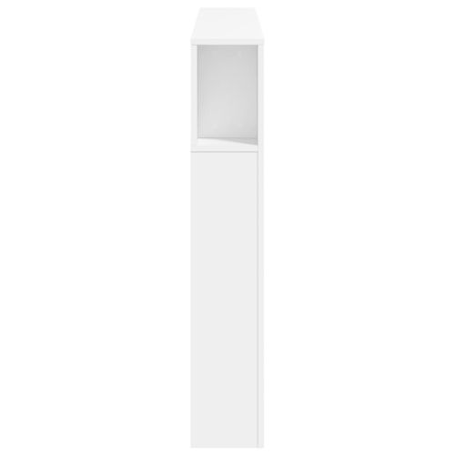LED горна табла за легло бяла 140x18,5x103,5 см инженерно дърво