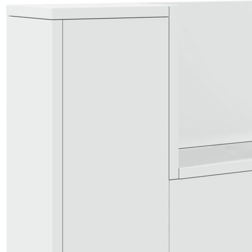 Табла шкаф с LED, бял, 220x16,5x103,5 см