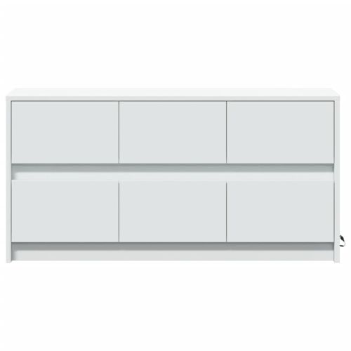 ТВ шкаф с LED, бял, 100x34x50 см, инженерно дърво