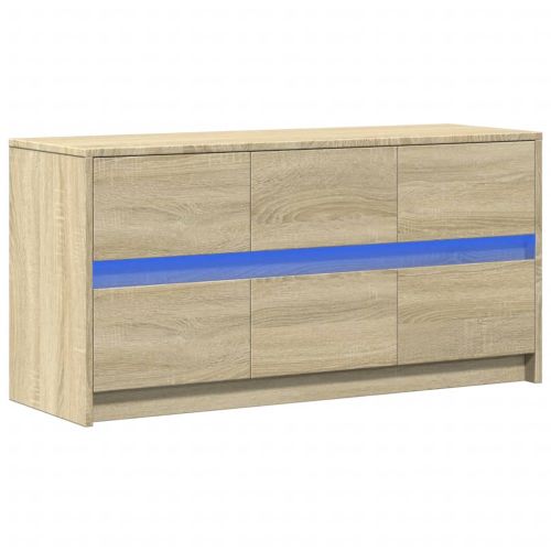ТВ шкаф с LED, сонома дъб, 100x34x50 см, инженерно дърво