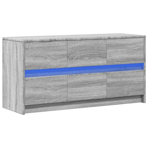 ТВ шкаф с LED, сив сонома, 100x34x50 см, инженерно дърво