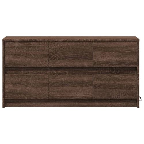 ТВ шкаф с LED, кафяв дъб, 100x34x50 см, инженерно дърво