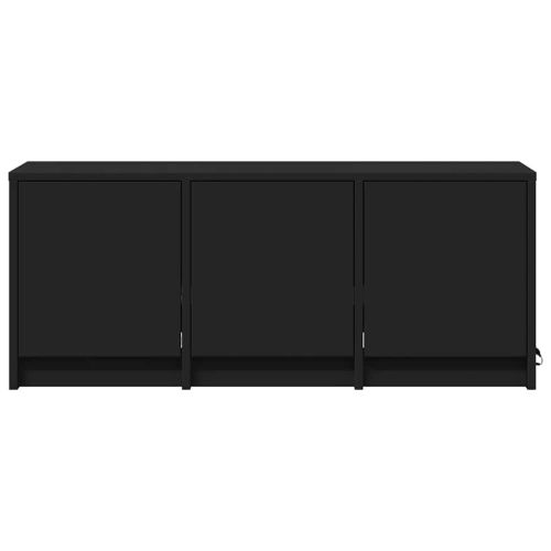 ТВ шкаф с LED, черен, 97x34x40 см, инженерно дърво
