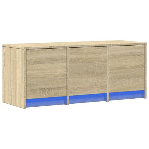 ТВ шкаф с LED, сонома дъб, 97x34x40 см, инженерно дърво