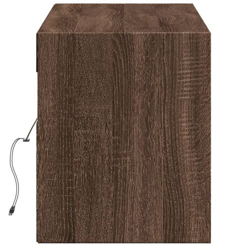 Стенен ТВ шкаф с LED осветление, кафяв дъб, 140x31x38 см