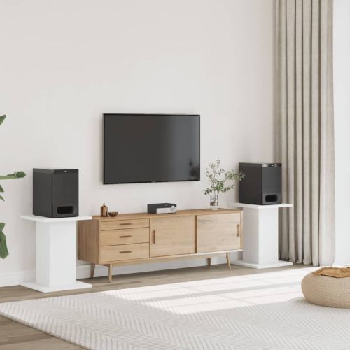 Стойки за тонколони 2 бр бели 30x30x60 см инженерно дърво
