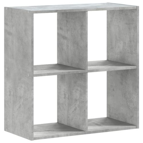Библиотека, бетонно сива, 68,5x32x68,5 см, инженерно дърво