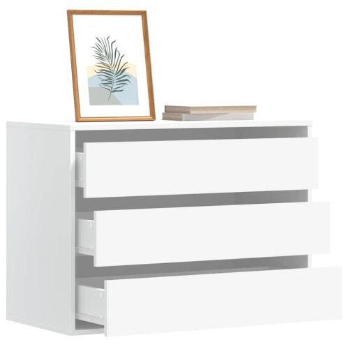 Ъглов скрин с чекмеджета, бял, 80x41x58 см, инженерно дърво