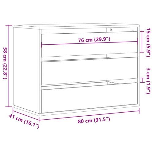 Ъглов скрин с чекмеджета бетонно сив 80x41x58см инженерно дърво
