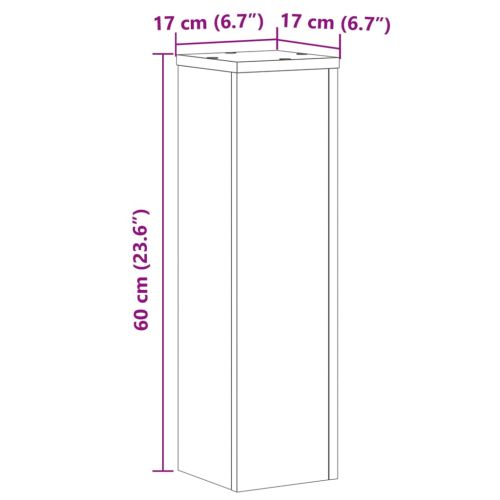Стойки за растения 2 бр старо дърво 17x17x60 см инженерно дърво