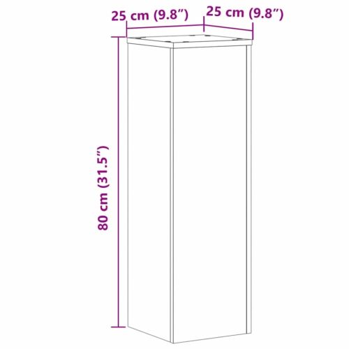Стойки за растения 2 бр дъб артизан 25x25x80 см инженерно дърво