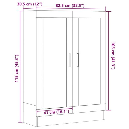 Шкаф за книги, старо дърво, 82,5x30,5x115 см, инженерно дърво