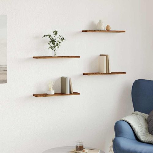 стенни рафтове 4 бр. старо дърво 40x20x1,5 cm инженерно дърво
