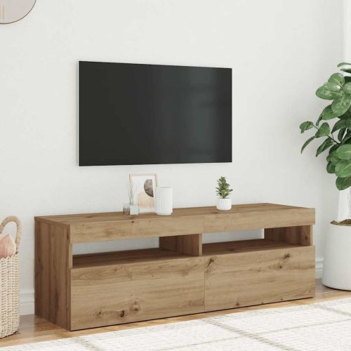 ТВ шкаф с LED осветление, 120x35x40 см, инженерно дърво