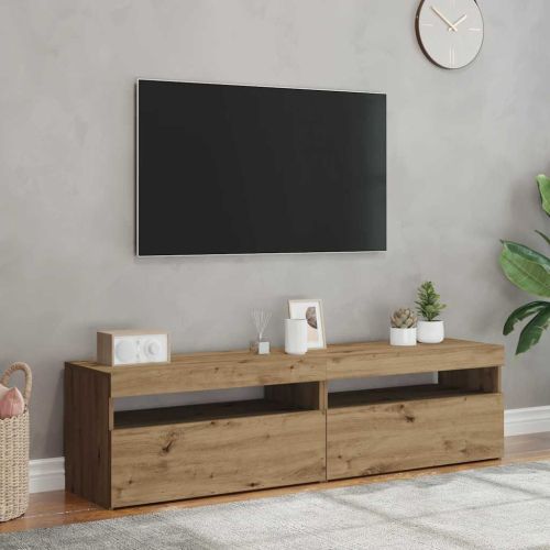 Комплект от 2 части за телевизора с LED осветление Дъб Artisan