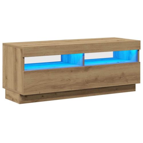 ТВ шкаф с LED светлини Артизийски дъб 100x35x40 cm