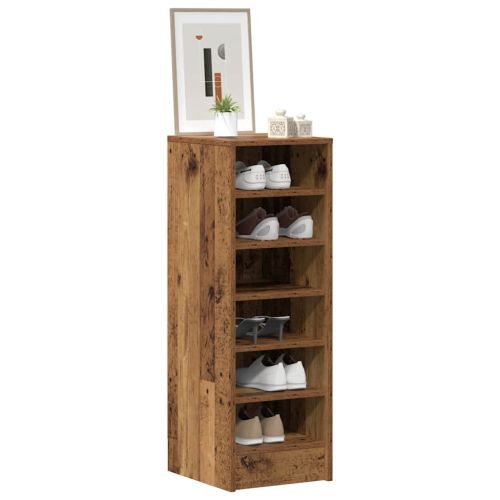 Шкаф за обувки от старо дърво 32x35x92 cm Инженерна дървесина