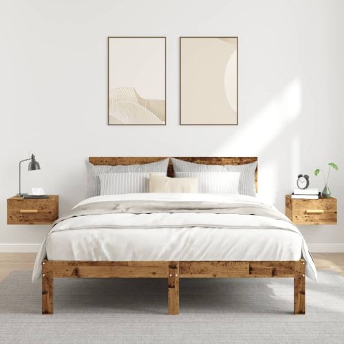 Нощни шкафчета за стенен монтаж, 2 бр, старо дърво, 35x35x20 см