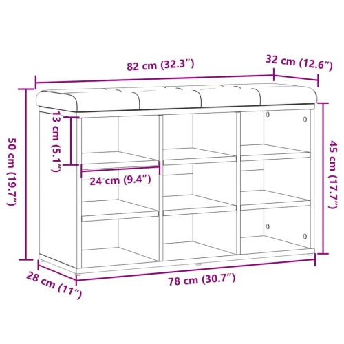 Пейка за обувки от старо дърво 82x32x50 cm Инженерна дървесина