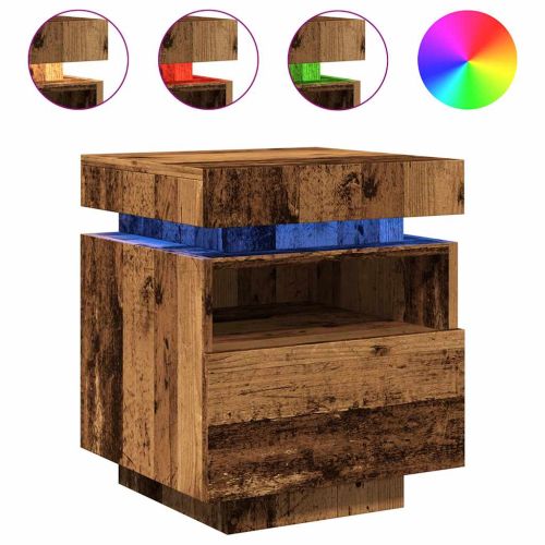 Нощно шкафче с LED осветление Старо дърво 40x39x48,5 cm